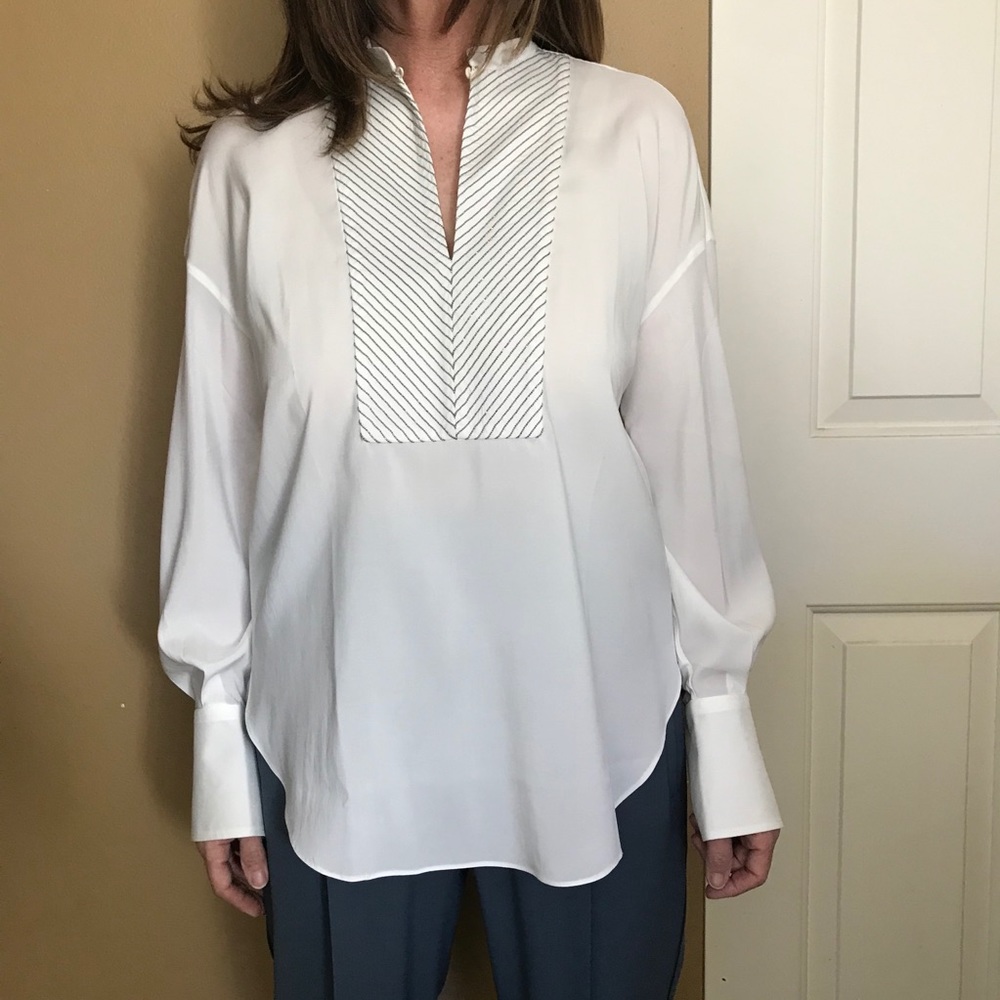 Silk and Monili Chevron Blouse